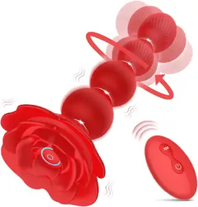 Vibrating Anal Beads Butt Plug Prostate Massager Vagina Nipple Clit Stimulator Vibrating Masturbator Rose Sex Toy Anal Vibrator
