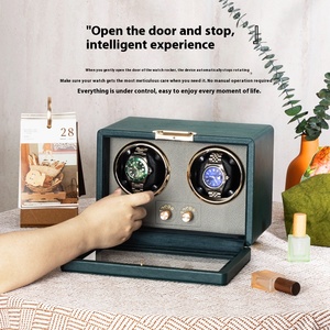 Boîte à <span class=keywords><strong>remontoir</strong></span> <span class=keywords><strong>automatique</strong></span> pour 2 montres Diplomat, alimentée par piles, avec lumière LED, moteur ultra-silencieux, 5 modes de rotation, arrêt <span class=keywords><strong>automatique</strong></span> - Product Image 3