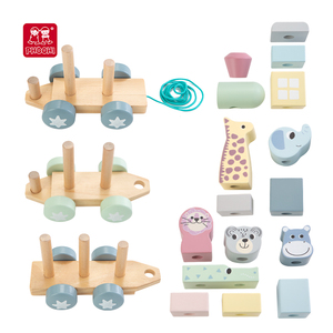 <span class=keywords><strong>Tren</strong></span> de apilamiento de madera para niños, juguete educativo para pequeños animales del Zoo - Product Image 3