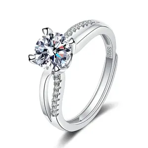 Moissanite cincin keabadian untuk wanita perhiasan perak cincin berlian Moissanite brilian cincin pernikahan perak Sterling 925 untuk wanita