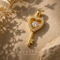 LUOYUNE Pendentifs Mixtes Plaqué Or 18K pour Fabrication de Colliers, Breloques Cœur, Lune, Étoile, Clé en Zircon 5A, Accessoires de Bijoux DIY Exquis