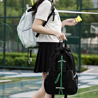 Sac à dos en denim avec cordon de serrage pour raquette de badminton, en polyester, grande capacité, imperméable, respirant, ultra-léger, sac de sport pour
