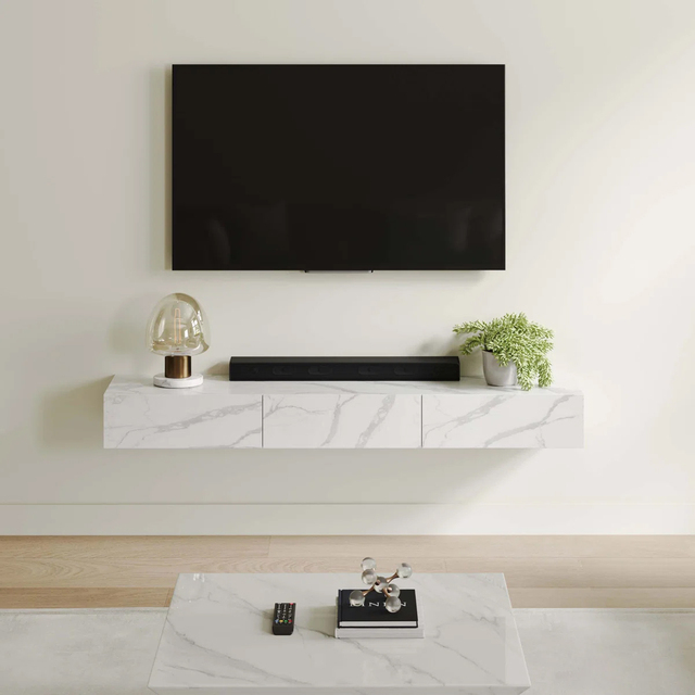 Hot Sale Modern Luxury Living Room White Floating Wall Mounted Tv Stand Fits 45-49in TVs Eco-Friendly Durable
