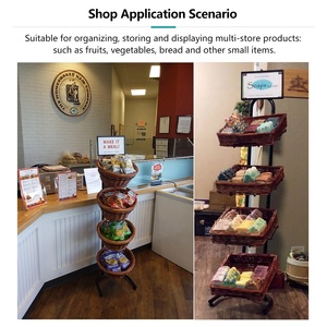 Satom dây kim loại truy cập bảng kệ đồ nội thất Trái Cây Rau Rack hiển thị với Vòng hoặc giỏ tre vuông - Product Image 2