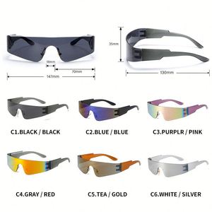Gafas de Sol Deportivas Punk con Marco Pequeño y Logotipo Personalizado, Gafas de Sol Steampunk Coloridas sin Montura para Mujer - Product Image 5