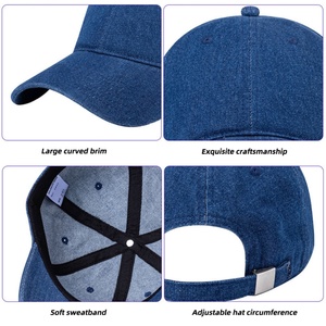 Gorra de Béisbol de Mezclilla Lavada de Color Sólido al por Mayor, de 6 Paneles, con Efecto Desgastado, Personalizable con Logotipo Bordado, Gorras Estilo Dad - Product Image 4