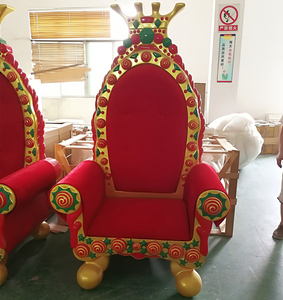 Kırmızı Altın Kral Kraliçe Noel Baba Taht Koltuğu Lüks Saray Tarzı Otel Lobisi Kraliyet Tatil Koltuğu Premium Misafir Karşılama Teşhir Ünitesi - Product Image 5