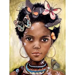 HUACAN Diamond Painting African Woman DIY Diamond Embroidery Portrait Pictures Of Rhinestones Full Square Round Mosaic Wall Art