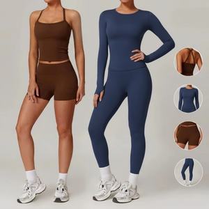 Conjunto de fitness de etiqueta privada Ropa deportiva de fitness para mujer Leggings de alta elasticidad Pantalones cortos Conjunto de yoga - Product Image 1