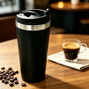 Taza de Café de Viaje Personalizada, de Acero Inoxidable 304 de Grado Alimenticio, Portátil, con Tapa Abatible Antiderrames, Paquete Personalizado - Product Image 6