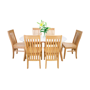 Ariannne Table de salle à manger ovale moderne de la plus haute qualité en bois massif 6 places assemblage facile prêt à l'emploi meubles de maison salle à manger - Product Image 1