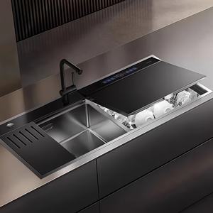 Fregadero Integrado de Doble Capa con Lavavajillas Incorporado, Cavidad de Acero Inoxidable para Lavar Frutas, Verduras y Mariscos sin Necesidad de Incurvarse - Product Image 1