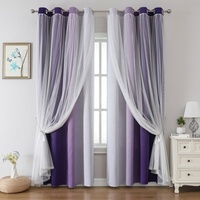 Rideaux occultants en polyester double couche, sur mesure, avec garniture en dentelle blanche, à œillets, lavables en machine (paire)