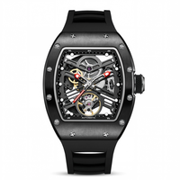 Reloj Mecánico Automático de Moda para Hombre con Logotipo Personalizado, Esfera Transparente, Caja de Acero Inoxidable, Correa de Silicona, Resistente al Agua 30M, OEM