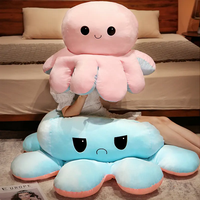 Faible MOQ Peluche pieuvre géante douce réversible, Peaux de peluches non rembourrées, Coussin pieuvre en peluche réversible