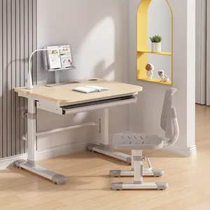 Mesa de estudio y silla para niños, mesa de estudio Vogue, color amarillo de carbono, embalaje ajustable, venta al por mayor