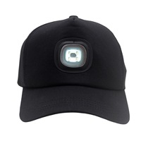 Gorra de Béisbol con Luz LED Recargable, Linterna Frontal Manos Libres Ajustable para Camping, Pesca, Trabajo Nocturno, 100% Poliéster