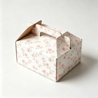 Boîte à pâtisserie personnalisée à emporter, en carton, avec poignée intégrée pliable, boîte à gâteau avec carton découpé en une seule pièce et fond verrouillable