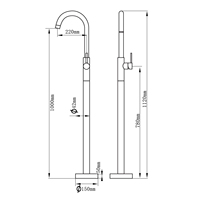 Robinet colonne sur pied pour lavabo et baignoire, tout en cuivre, finition or brossé, avec cartouche céramique, eau chaude et froide, pour hôtel