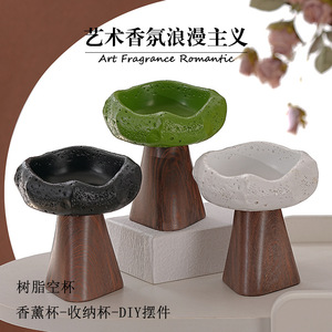 Resin Scented Candle Holder With Wooden Base Tabletop <b>Aroma</b> <b>Diffuser</b> Container Decorative Ornament - Product Image 5