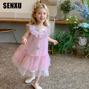 Vestido informal de princesa sin mangas de verano para niñas Traje estampado de dibujos animados para niños - Product Image 1
