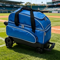 Sac de sport multifonctionnel en nylon à roulettes avec poignée rétractable, compartiment à chaussures séparé, capacité 50-70L, idéal pour le bowling