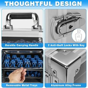 Estuche <span class=keywords><strong>de</strong></span> exhibición apilable <span class=keywords><strong>de</strong></span> aluminio con correa <span class=keywords><strong>de</strong></span> hombro y 5 bandejas, con tira <span class=keywords><strong>de</strong></span> luz LED, para Warhammer <span class=keywords><strong>40K</strong></span> - Product Image 4