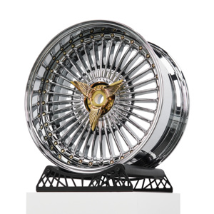 Jantes en alliage forgé T6061 légères, 2 pièces, finition chrome argenté, moyeu doré, pour roues à rayons, 18, 19, 20, 21 pouces, entraxes 5x108, 5x112, 5x114.3 - Product Image 1
