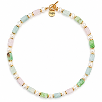 Collier en pierres naturelles colorées de conception originale, perles d'eau douce, mélange de pierres précieuses, fermoir OT, bijoux bohèmes personnalisés