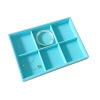 Nouvel Arrivage Plateaux à Bijoux Bleus Taille Moyenne 28x20cm en Velours pour Présentation de Bagues et Colliers, Plateau de Rangement à 12 ou 24 Compartiments pour Magasin