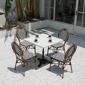 French Bistro Outdoor Furniture Outdoor <strong>Rattan</strong> Chair Wicker Coffee Restaurant Garden Aluminium Dining <strong>Table</strong> and Chair Set