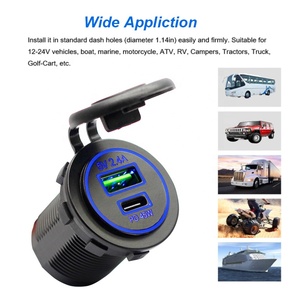 Enchufe de cargador de coche USB dual 2.4A 5V tipo C adaptador de toma de corriente con puerto hembra para 12-24V coches camiones vehículos marinos - Product Image 5
