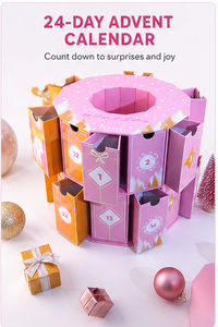 Custom Rotating 24 Days Advent Calendar Box with Drawers Rigid Cardboard <b>Pink</b> Christmas Blind Box Mystery Packaging <b>Gift</b> - Product Image 4