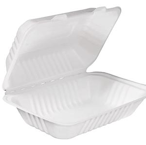 Bagazo de caña de azúcar blanca, 6x9x3 pulgadas, concha de <span class=keywords><strong>almeja</strong></span> ajustable, contenedor de comida con bisagras - Product Image 1