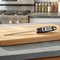 Thermomètre de cuisine numérique à lecture instantanée super rapide et précis avec écran LCD en acier inoxydable pour barbecue et grillades