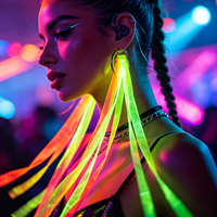 Boucles d'oreilles à pampilles néon réactives aux UV - Décoration de pampilles arc-en-ciel lumineuses pour les tenues de rave et de festival