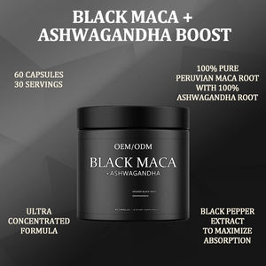 Orgânico 40000mg Black Maca Raiz Homens + Ashwagandha 100% Pure Peruvian Maca Cápsulas Adulto Suporte Saúde Reprodutiva Comprimidos - Product Image 2