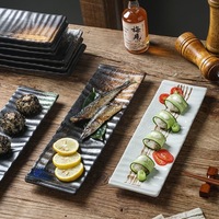 Assiette à sushi en porcelaine de style japonais, 12-14 pouces, rectangulaire, plat à sashimi, passe au micro-ondes, pour restaurant, izakaya, restauration