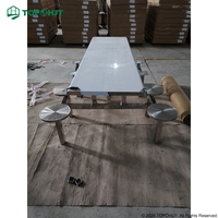 Table de cantine pliante TOPOHUT en acier inoxydable avec chaises intégrées, mobilier commercial pour cantines scolaires