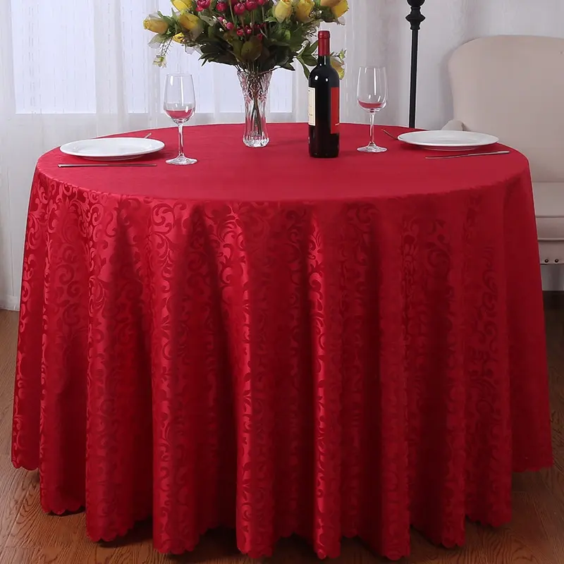 Toalha de mesa de poliéster vermelho personalizado, toalha para casamento