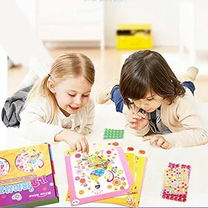 10 Stuks Knop Mozaïek Sticker Kunst Kits Tekenen Speelgoed Voorschoolse Vroege Educatie Geschenken Voor Kinderen Meisjes Kinderen Knutselen Schilderij Speelgoed