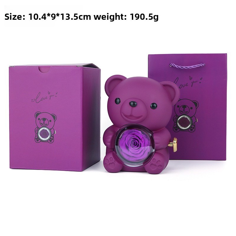 Purple Eternal Flower Gift Box + Color Box + Handbag