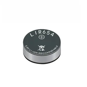 3.6V 12mAh düğme tipi LIR 654 lityum kobalt oksit pil Licoo2 akıllı giyilebilir şarj edilebilir pil/sikke pil