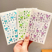 Autocollants en strass décoratifs pour le visage, style papillon 3D en tulle, pour la confection de carnets DIY et le maquillage de performance - Vente en gros