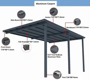 Tente résistante de toiture composée en aluminium résistante aux intempéries grand panneau de mur <span class=keywords><strong>abri</strong></span> de stationnement de voiture Structure de cadre en <span class=keywords><strong>bois</strong></span> de Nature - Product Image 2