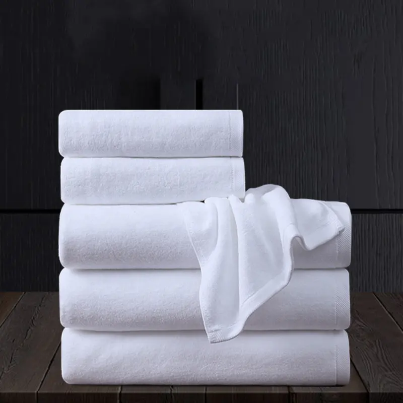 5 सितारा होटल तौलिए सफेद कस्टम लोगो बाथरूम लिनन 100% कपास चेहरा हाथ स्नान होटल तौलिया सेट