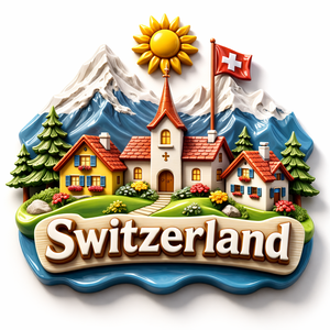 Aimants de réfrigérateur 3D en métal, souvenirs imprimés UV des monuments touristiques de Suisse, best-sellers - Product Image 4