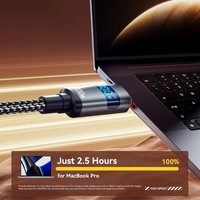 Câble USB-C vers USB-C ESSAGER ES-X61 1m 100W avec affichage numérique pour téléphone, tablette, ordinateur portable, charge rapide et transfert de données