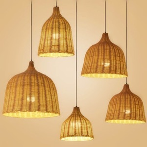 Rattan Pendant Lights Round Led Lighting For Living Room Bedroom Farmhouse Cafe Restaurant Hotel Teahouse - Product Image 1