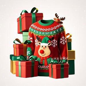 Custom Ladies <b>Adult</b> <b>Christmas</b> Dress Pattern Sweater <b>Jumper</b> with Animal Print for Group Costumes - Product Image 1